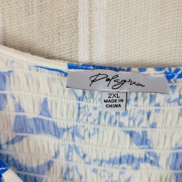 Polagram Floral Midi Dress Blue‎ White Size 2XL Modest - Picture 3 of 12